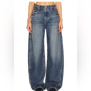 GRLFRND Wide Leg Flare Jeans in Washed Blue
